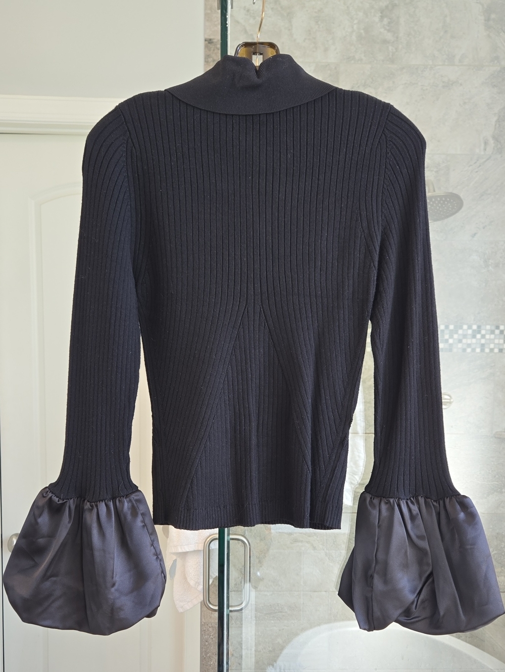 Anthropologie Maeve Satin Cuff Polo Sweater - Picture 5 of 7